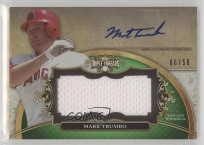 2013 Topps Triple Threads Jumbo Relics Emerald /50 Mark Trumbo #UAJR-MT2 Auto - Image 1 of 2