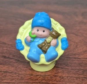 Fisher Price Little People Baby Boy Infant Blue Sleeper Teddy Bear Yellow Chair - Picture 1 of 7