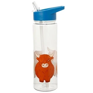 Cute Highland Cow Coo 550ml Reusable Plastic Water Bottle BPA Free New Free P&P - Picture 1 of 3