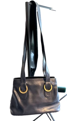 Guy Laroche Vintage Made in Italy Shoulder Tote Bag Gold Ring Hardware - Photo 1/4