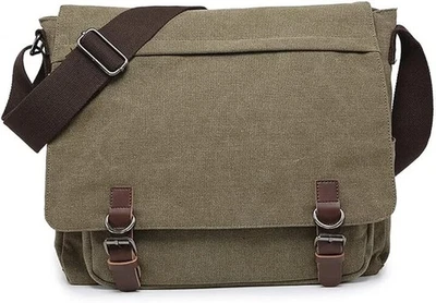 Large Canvas Messenger Shoulder Bag Crossbody Briefcase Business Bag Laptop - Image 1 of 4