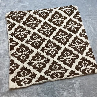 Pottery Barn Pillow Cover Suzani Crewel Brocade Golden Brown 18"x18" Regency - Image 1 of 4