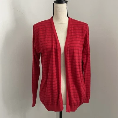 Cárdigan Europeo Suéter Talla Mediana Rojo Plata Rayas Metálicas Euro Clean Girl Foto 1 de 4