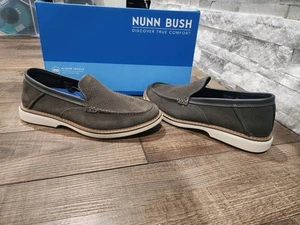 Nunn Bush Otto EZ Moc Toe Slip On Loafer Dress Shoe, Gunmetal Gray, 8M Leather - Picture 1 of 8
