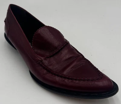 Stephane Kelian Paris Women's Loafers 6 Burgundy Leather Moc Toe Slip On Shoes - Image 1 of 4