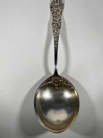Antique Dominick & Haff Sterling Silver Berry Spoon  Pattern: Rococo Cover