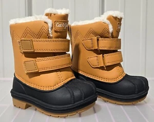 Cat & Jack Little Boys' Size 5 Denver Cognac Brown Snow Boots w/ Faux Fur Lining - Picture 1 of 6