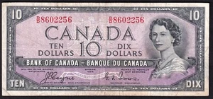 Canada 1954 $10 Ten Dollar Banknote Coyne - Towers D/D 8602256 Devils Face - Picture 1 of 2