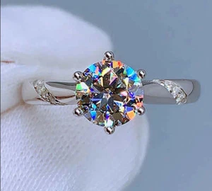 3CT Round Cut Moissanite Solitaire Engagement Ring Bridal Ring GRA Certificate - Picture 1 of 34