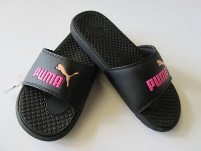 Puma Cool Cat Women's Casual Slide Sandal Black/Pink & Coral Logo New With Tag - Image 1 of 4