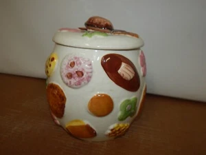 Vtg Cookies All Over Cookie Jar Walnut Top Lid Knob - Bild 1 von 8
