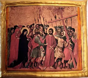 Das Kreuz tragen Jesus kirchliche römisch-katholische Ikone Plakette - Bild 1 von 6