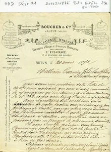 Dépt 71 - Autun - Belle Entête Secteur de l'Eclairage Minéral du 20/03/1872 - Picture 1 of 1