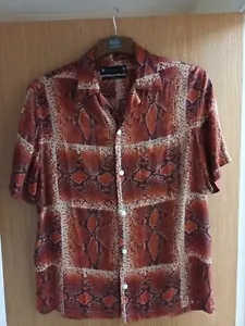 Allsaints Mens Unisex EXO PATTEN S/S SHIRT Snakeskin Print Relaxed Fit Size S - Picture 1 of 13
