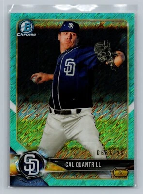 2018 Bowman #BCP115 Cal Quantrill Chrome Prospects Aqua Shimmer Refractor #/125 - Image 1 of 2