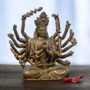 Statua Cundi Bodhisattva in ottone fatta a mano per esposizione altare e regalo consapevolezza - Foto 1 di 8
