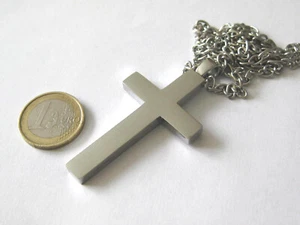 Kreuz+Kette+Schmuckbeutel Edelstahl Kreuz Plain Cross etNox / KS 025 - Picture 1 of 7