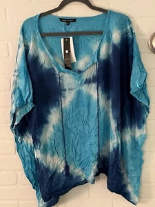 Unique Spectrum Shirt Damen Large blau, türkis & weiß kurzarm - Bild 1 von 7