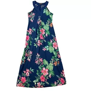 Maxi abito donna Tommy Bahama taglia S/P rosa navy fiori hawaiano senza maniche - Foto 1 di 11