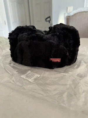 Supreme FW24 Ushanka Faux Fur Earflap Logo Pin Hat Black Size S/M New IN HAND - Image 1 of 4