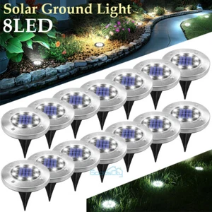 4/8/16X Outdoor 8LED Disk In-Ground Solar Garden Buried Light Pathway Mark Light - Picture 1 of 22