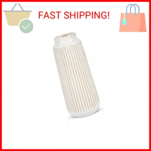 9 Inch White Ceramic Vase Decor, Flower Vase Modern, Boho Vases for Pampas Grass - Picture 1 of 2