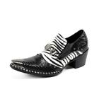 New Mens Fashion Pointy Toe Metal Decor Zebra-stripe Leather Shoes Fromal Dress