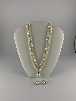 Conjunto de colar e brinco de pérolas Erwin novo sem etiquetas - Imagem 1 de 4