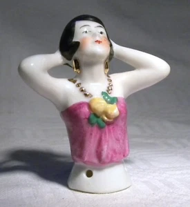 VINTAGE GERMAN ? 2.3/4" FLAPPER HALF DOLL PIN CUSHION 6597? - Picture 1 of 4