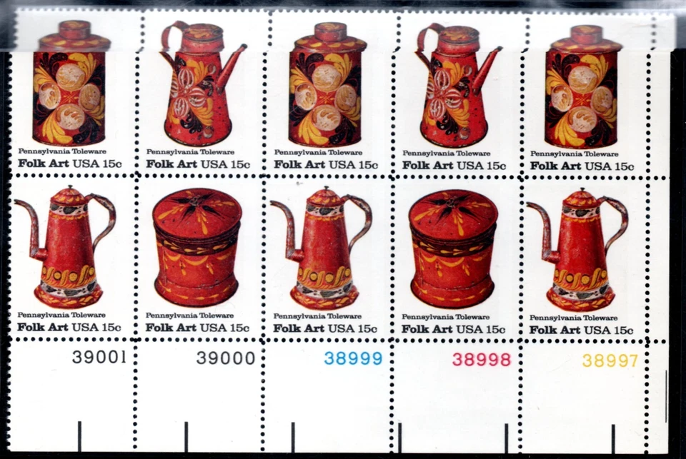 US Scott #1778a, "Pennsylvania Toleware" Plate block of 10, MNH - Image 1 of 1