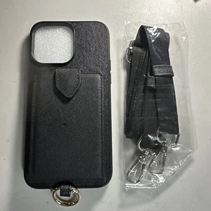 Funda tipo billetera negra con correa para iPhone 14 Pro Max - Imagen 1 de 6