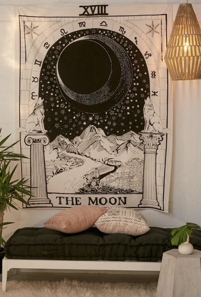 Tapiz Tarot Luna Urban Outfitters Zodiaco Celestial Grande 56x72 Algodón Boho UO Foto 1 de 4