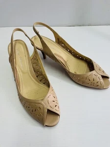 Tony Bianco Women’s Leather Slingback Peep Heels Shoes Tan Brown As New Size 9.5 - Picture 1 of 11
