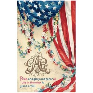 Clapsaddle GAR Pride & Glory & Honor American Flag Vintage Patriotic Postcard - Picture 1 of 2