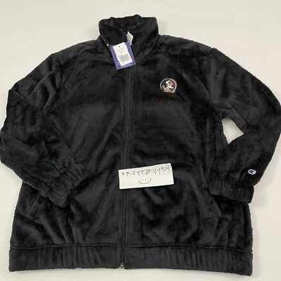 Womens Size S Champion Florida State Seminoles FSU Plush Full Zip Black Jacket - Image 1 of 4
