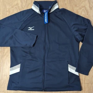 NEW Mizuno Women's 2XL Navy Blue Full Zip Running Biker Lightweight Mock Neck - Picture 1 of 6