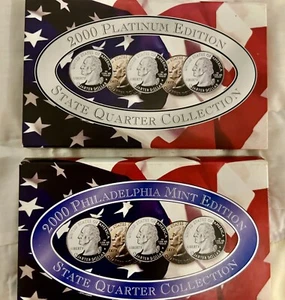 2sets COMMEMORATIVE QUARTERS PLATINUM & MILLENNIUM Year 2000 NH, VA, MA, MD,SC - Picture 1 of 11