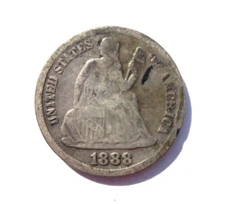 1888-S SEATED LIBERTY DIME 10C SAN FRANCISCO MINT NICE COLLECTOR 6 LETTERS LIBER Cover