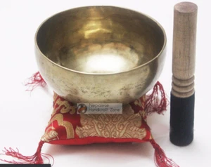 Juego de tazones de canto lisos de curación tibetana de 7" - hechos a mano en Nepal - 7 metales - Imagen 1 de 3