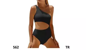 Yonique Women 1 Piece Bathing Suit One Shoulder Swimsuit Cutout Monokini,Black,L - Picture 1 of 6
