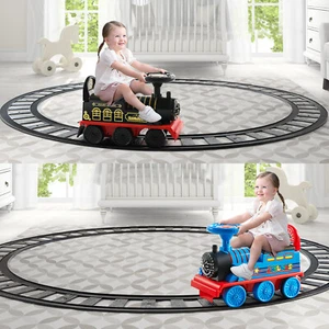 Black/Blue Electric 6V Kids Ride On Train Toys Car w/ Curved Tracks,Lights,Music - Picture 1 of 25