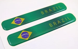 Brazil Brazilian Flag Domed Decal Emblem Resin car auto stickers 5"x 0.82" 2pc. - Imagen 1 de 2