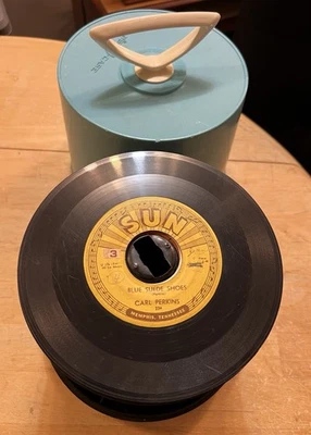 Disk Go Case & 65 Rare Records In Not So Rare Condition Sun Rockabilly Doo Wop Foto 1 de 4
