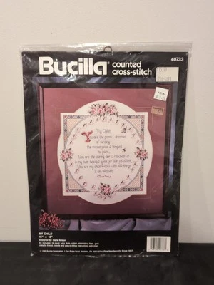 Bucilla,'93 # 40733 Kit de punto de cruz contado My Child 14" x 15" nuevo en paquete, sellado Foto 1 de 2