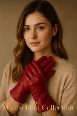 Luvas femininas Talbots vermelhas de couro italiano tamanho 7 forradas de cashmere – Clássicas - Imagem 1 de 4