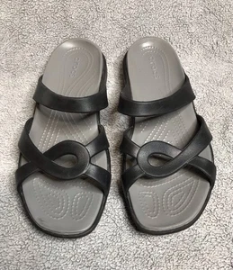 Crocs Meleen Twist Damengröße 10 schwarze bequeme Slipper offene Zehenpartie Sandalen - Bild 1 von 10
