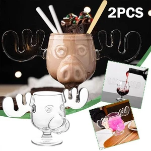 2X National Lampoon’s Christmas Vacation Glass Moose Cup Griswold Moose Mug 200m - Bild 1 von 24
