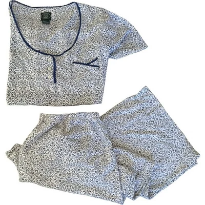 LAURA ASHLEY 1X Pajama Set Womens Floral Print Sleepwear Top Pants Loungewear - Image 1 of 4