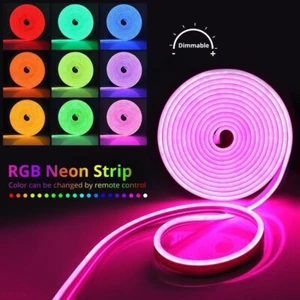 16.4ft 12V Silicone Waterproof RGB LED Neon Strip Lights Room Outdoors Sign Lamp - Picture 1 of 19