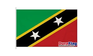 ST KITTS AND NEVIS HIGH QUALITY FLAG (150cm X 90cm) DURAFLAG with CLIPS / HOOKS - Picture 1 of 6